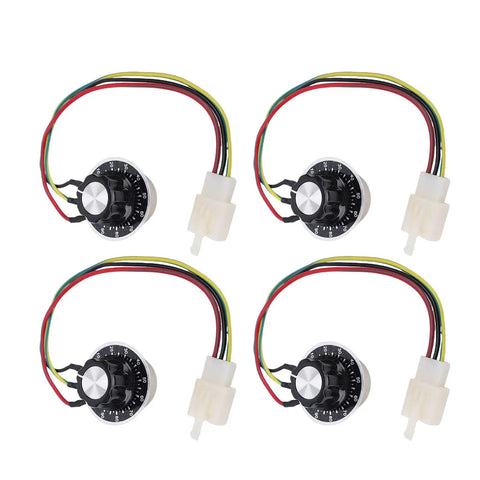 Set of four Electric Bike Speed Control Knobs with 390mm wire, three settings, suitable for scooters, trikes, ATVs, UTVs, karts.