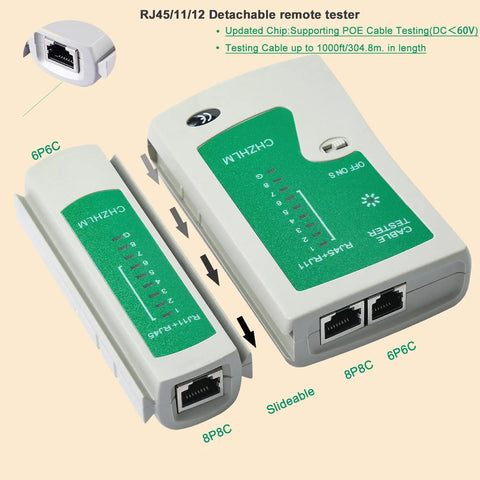All In One RJ45 Crimp Tool Pass Through Kit For 8P Cat7 Cat6 Cat5 And 6P Telephone Connectors with testing capabilities