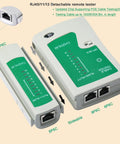 DIY Ready RJ45 Crimp Tool Pass Through Kit With 50 Connectors And Cable Tester, 6P8P, multi-function, green/white tester
