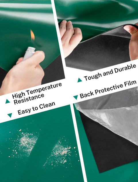 Rubber ESD soldering mat roll, 23.7x118 in, green anti-static surface with back protective film visible