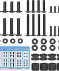 Pro No Sweat Top Shelf Universal TV Mounting Hardware Screw Kit with M4 M6 M8 bolts, spacers, and washers shown in organized layout.