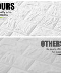 Comparison of 30 Piece 3D White Brick Peel And Stick Foam Wall Panels showing quality thickness against lower quality options.