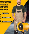 Man holding a Portable High Velocity Blower And Fume Extractor For Shop And Garage, Heavy Duty 12 Inch Exhaust Vent Fan With Copper Motor