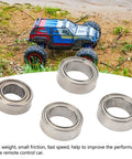 Premium Steel RC Ball Bearings Deliver Slick Low Friction Rolling And Gnarly Track Performance For Tough 1/16 Scale Remote Control Rigs Compatible With Scy Repair Kits on display with RC car background.