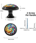 Hella Bright 12 Pack Stained Glass Rainbow Spiral Cabinet Knobs 36mm round glossy pulls for kitchens and furniture.