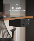 Undermount Under Desk Drawer Slide Out Lockable Metal Storage With Built In Cable Management For Office And Home in matte black.