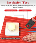 Insulation test demonstrating Built Tough Heavy Gauge High Voltage Insulating Rubber Mat Dielectric Non Conductive Switchboard Floor Roll.