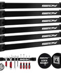 Magnetic Tool Holder Storage Organizer 7-Piece Set For Garage Wall Mount Rack with tools for workbench and slatwall.