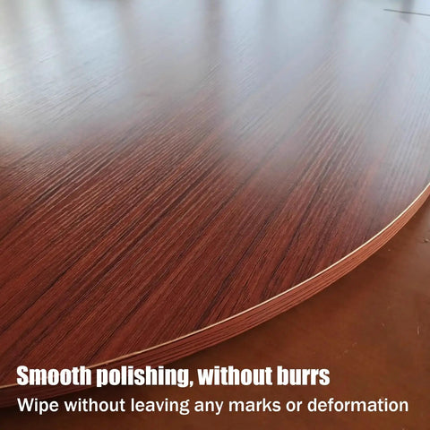 Close-up of Premium Solid Wood Lazy Susan Turntable 90Cm showing smooth oak surface and polished finish.