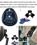 Step-by-step installation guide for Adjustable Mountain Bike Suspension Seat Post Aluminum 300mm Length Fits 25.4mm 27.2mm 28.6mm 31.8mm 33.9mm for Most MTB Road BMX Electric Bikes Comfort Shock Absorption, showcasing seat clamp attachment.