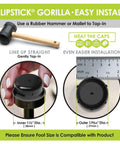 These Dang Tough Nylon Glide Caps For Wrought Iron And Metal Patio Furniture Are Heavy Duty Replacement Floor Protectors That Keep Your Deck Scratch Free And Totally Looking Fresh installation guide with rubber hammer and dimensions.