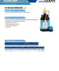 Rock Solid High Temperature Effluent And Boiler Blowdown Pump With Automatic Mechanical Float Switch, 1/2 HP, epoxy coated cast iron, for wastewater removal.