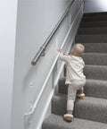 Fully Adjustable Toddler Stair Handrail Built Like A Tank For Little Ones Grows With Your Kid To Deliver Kid Approved Safety and Rock Solid Support Down Each Step Zero Hassle Standard Mount Kit, toddler gripping handrail on stairs.