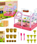 Kid Friendly Plant Growing Kit Greenhouse Set For Diy Terrarium Science with solar panel, drip irrigation, and accessories