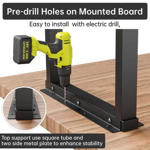 Drilling installation of Heavy Duty Metal Table Legs For Dining Desk Bench And Coffee Table Industrial Black Iron Set Of 2 28x18."}