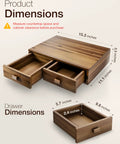Acacia Wood Dual Drawer Coffee Pod Storage Organizer For K Cup And Nespresso Pods Walnut Finish dimensions illustration