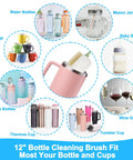 5 In 1 Bottle Cleaning Brush Set With Replaceable Heads And Straw Cleaners, fits water bottles, mugs, sports bottles, and more