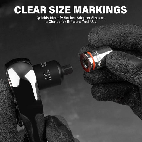 Premium 6-Piece Impact Socket Adapter And Reducer Kit That Lets You Go From Quarter To Half Inch Like A Boss With Heavy Duty Build For Serious Garage Jobs, 1/2x3/8 CR-V adapter