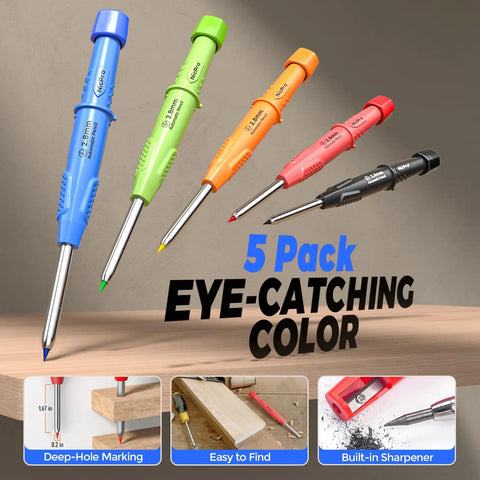 Kickass 44 Piece Carpentry Marking Kit With Heavy Duty Construction Pencils Long Nib Markers Mechanical Pencils Automatic Center Punch And Carbide Scribe For Woodworkers Who Gonna Nail Every Cut With Zero Hassle in colorful markers.