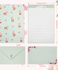 54 Piece Lined Stationery Set With Envelopes For Letters And Invitations Includes 36 Writing Papers And 18 Envelopes Six Cute Prints Ideal Gift For Office School Notes Poems featuring fox design paper and matching envelope