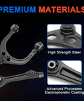 Front view of 14-piece front suspension control arm kit, high-strength steel with electrophoretic coating for RWD Chrysler/Dodge models