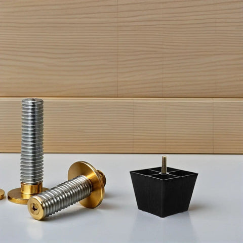 Adjustable Square Furniture Feet With Threaded Studs For Couches And Sofas Durable Plastic And Metal Construction Anti Wobble