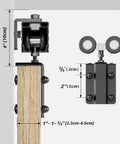 8ft Box Rail Sliding Barn Door Hardware Kit Aluminum Alloy Wall Mount For Single Door showing dimensions and components
