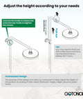 Diagram showing adjustable height feature of Oil Rubbed Bronze Shower Faucet Set With 8-Inch Rainfall Head, Handheld Sprayer.