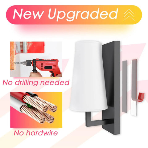 Cordless Two Pack Rechargeable Wall Sconces With Remote, No Drill Installation, Dimmable LED Light With 16 Color Temperatures