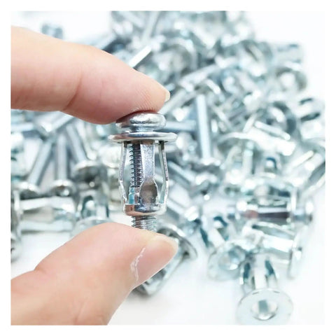Heavy Duty Hollow Wall Anchors Set With Expansion Screws Nuts M4 M5 M6 200 Piece DIY Friendly Rivet Nut Kit For Drywall And Masonry Sturdy Metal Anchors For Secure Hanging And Fastening, close-up metal anchor