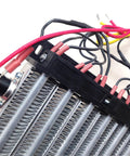 Heavy Duty PTC Ceramic Air Heater Blasts Out Kickin Heat For 4000W Rapid Whole Room Warming And Big Workshop Jobs With Insulated Surface Shield Safe Built Tough Design Fits 300 By 152 Millimeters close-up of heating element wiring and fins.