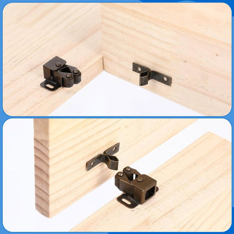 Installed view of 4 Pack Double Roller Cabinet Latch Hardware For Cupboard Closet Kitchen Doors And RV Cabinets Closure Catches