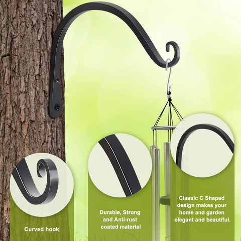 Hella Sturdy Heavy Duty Plant Hangers Double Pack Eight Inch Steel Wall Brackets Built Tough Holds Up To Forty Four Pounds Rock Solid For Hanging Baskets Bird Feeders Lanterns Black