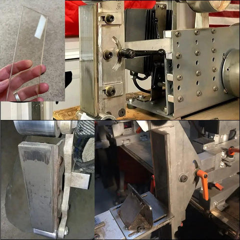 Dead Nuts Reliable Ceramic Glass Platen Liner For Belt Sander Grinder That Slides Right In With No Sweat Super Simple Swap For The Daily Workshop Build Measuring 200 X 50 By 5 Millimeters For Smooth Results, shown installed in a belt sander.