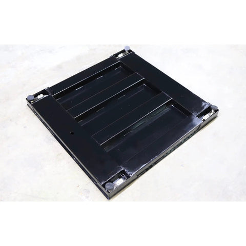 Heavy Duty Industrial Floor Scale Digital Pallet Weigher Warehouse Shipping Workhorse Accurate Readouts Reliable 1000 Pound Capacity Four Foot Square Platform, black steel design.