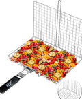Portable Stainless Steel BBQ Grill Basket With Folding Handle For Camping Perfect For Fish Shrimp Veggies And More Heavy Duty Mesh