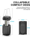 Camping Lantern With 5000mAh Solar Hand Crank Telescopic LED Flashlight And USB Charger for Power Outages, compact and collapsible design.