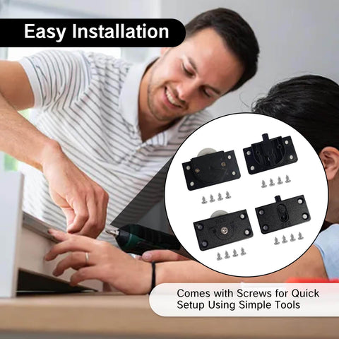 2 Pack Sliding Cabinet Door Hardware Kit Black Hidden Track System With Durable ABS And Nylon Wheels for Easy Installation