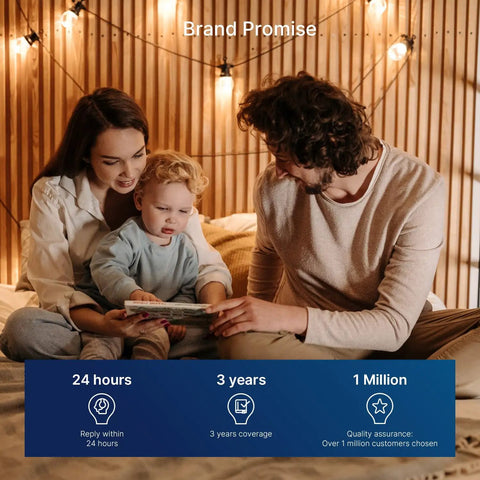 Family reading under string lights, showcasing the 30 Pack LED S14 Replacement Bulbs For Outdoor String Lights, E26 Base, 2200K Warm White.