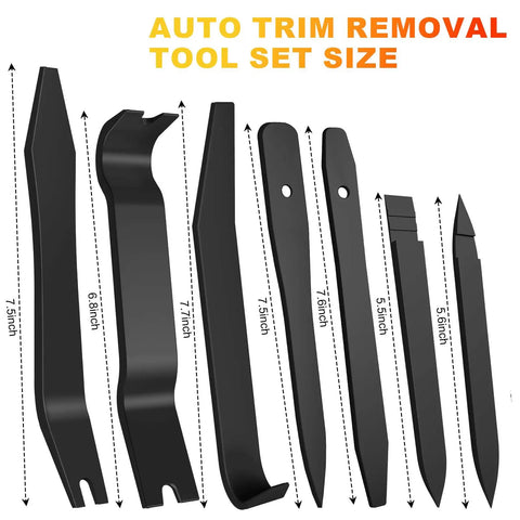10 Piece Auto Trim Removal Tool Kit With Plastic Pry Tools And Clip Pliers For Car Panels Dash Door Clips And Upholstery sizes
