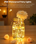 14 Pack Battery Operated LED Fairy Lights On 7ft Silver Wire Waterproof Twinkle String Lights With 20 LEDs Firefly Moon Star Glow For Mason Jars DIY Christmas Wedding Party Bedroom Decor displayed in a mason jar