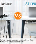 Under Desk Cable Management Tray 2 Pack Heavy Duty Metal Wire Cord Organizer Before and After Setup