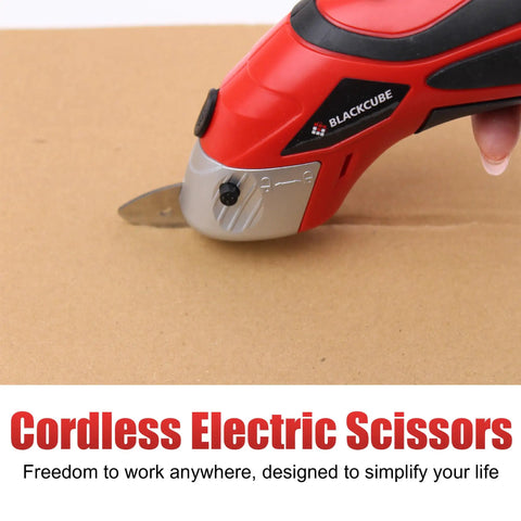 Heavy Hitter Dual Blade Cordless Electric Scissors With Rechargeable Battery Power Cutter For Fabric Leather And Cardboard cutting cardboard.