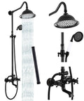 Oil Rubbed Bronze Shower Faucet Fixture With 8 Inch Rain Shower Head Dual Knob Control Triple Function Tub Spout 12 Inch Extension Included Durable Brass 3 In 1 Diverter Mixer Valve