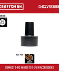 Craftsman 2-1/2 inch to 1-1/4 inch hose adapter for Industrial Wet Dry Vac Adapter Kit For Connecting Two And A Half Inch Hoses To One And Seven Eighths Inch And One And Seven Eighths Inch Hoses To One Quarter Inch No Fuss Quick Connect Heavy Duty Vacuum Attachments For Secure Hose Swaps And Tight Seals.