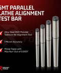 5MT Parallel Lathe Alignment Test Bar with EN31 Alloy Steel Mandrel for Tailstock, 1 Micron Accuracy, Pro Grade.