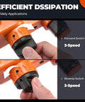 1 Inch High Torque Air Impact Wrench Dishing Out Maximum Beef With Up To 2580 Foot Pounds Of Loosening Power And A Lightning Quick 5000 Rpm Spindle showing 3-speed forward and reverse switch.