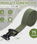 Image showing a 75-inch green Beefy Tree Stand Strap for Climbing Stands Hang On Stabilizer Straps with buckle, 1-inch wide.