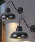 Gooseneck Barn Light Wall Sconce Outdoor Indoor Vintage Farmhouse Lighting Fixture Matte Black Exterior 2 Pack Weatherproof