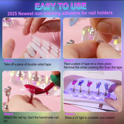 Step-by-step guide using Pro Grade Magnetic Nail Stand For Press Ons With Thick Base And Taller Pegs Anti Tip Acrylic Nail Holder